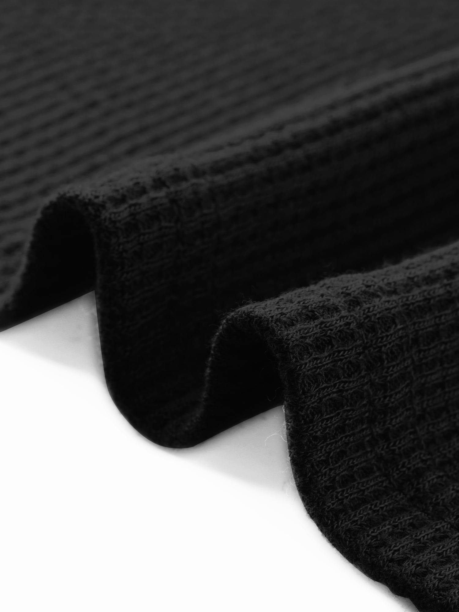 DARING DIVA Women's Waffle Knit Top Long Sleeve Babydoll Peplum Blouses XS Black