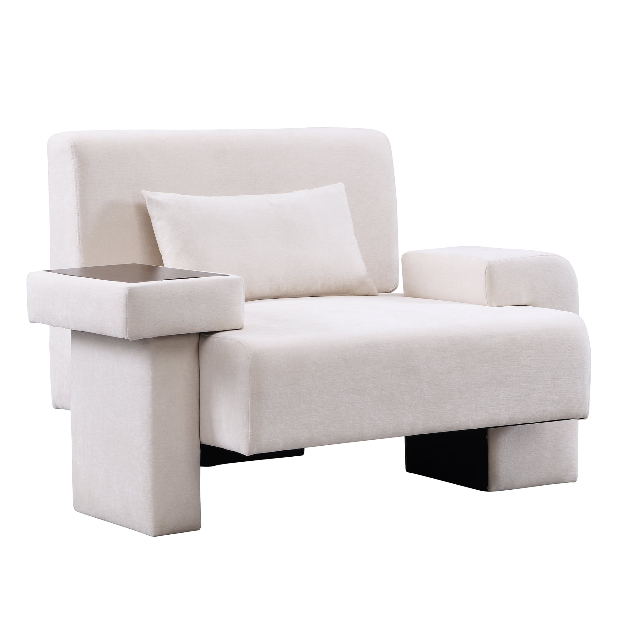 Euroco Modern Oversized Armchair, 48'' Wide Mid-Century Chair with Pillow Upholstered, Sturdy Wood Frame & Soft Cushion for Living Room