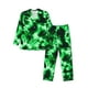 thumbnail image 1 of Balery Green Tie Dye Pijama para Hombre de Dos Piezas con Manga Larga, Conjunto de Dormir y Descanso Suave con Bolsillos-Medium, 1 of 7