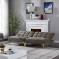 thumbnail image 3 of 71" Convertible Sofa Couch with Adjustable Backrest, Teddy Fabric Futon Loveseat Sofa Bed with a Pillow, Folding Recliner Futon Sofa with Gold Metal Legs for Living Room, Taupe, 3 of 7