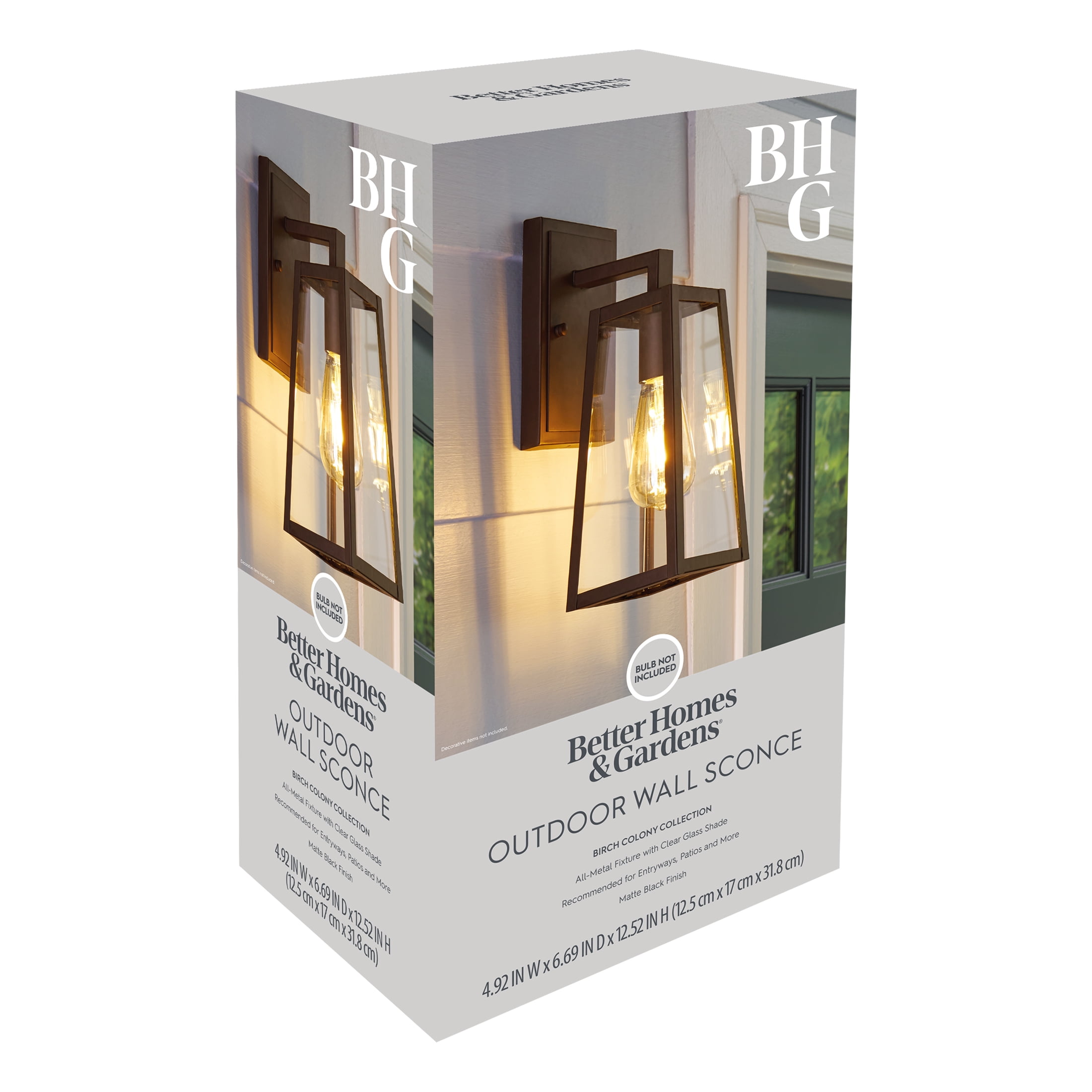 Better Homes & Gardens 12.5"H Modern Black Outdoor Wall Light, ST19 Bulb Not Included