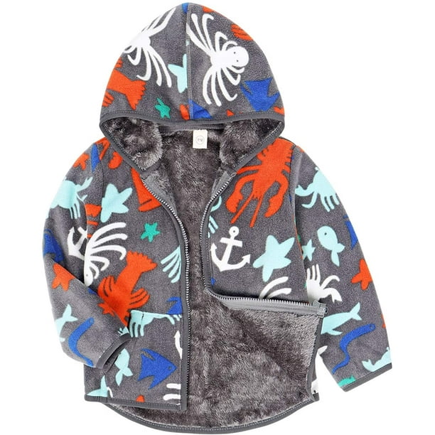 Toddler Kid Boys Girls Polar Fleece Jacket Hooded Sweatshirt Thick