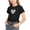 Black, variant on Girls Summer Casual Cropped T-shirts Vacation Crewneck Short Sleeve Nipped Waist Pritned Tops