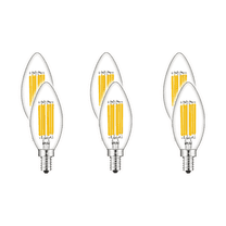 Soft White B10 LED Candelabra Light Bulbs, E12 Base, 4W, 6-Pack