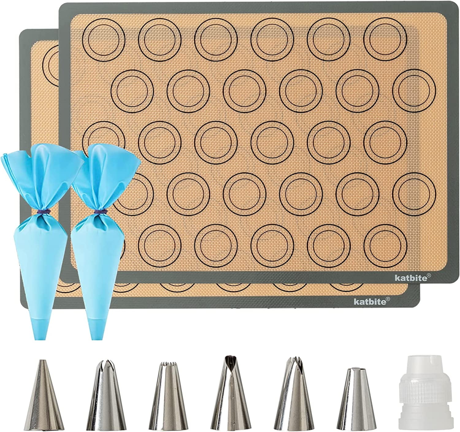Katbite Macaron Silicone Baking Mats Set of 2 Half Sheet (11 5/8" x 16 ...