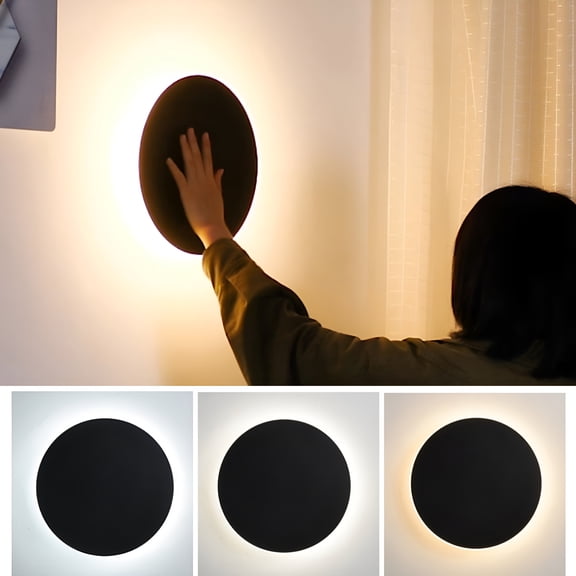 HIBIBUD Round Wall Sconce Modern Outdoor Lights,Small Wall Mount Light Fixture,LED Dimmable Movie Sconces for Living Room Bedroom Hallway Stairway bedroom wall lights