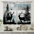 thumbnail image 5 of Farmhouse Forest Cabin Kitchen Curtains Rustic Blue Wooden Small Short Cafe Window Curtains Tree Country Deer Rod Pocket Bathroom Window Drapes Treatment Tier Curtains 2 Panels (27.5x36 Inch), 5 of 6