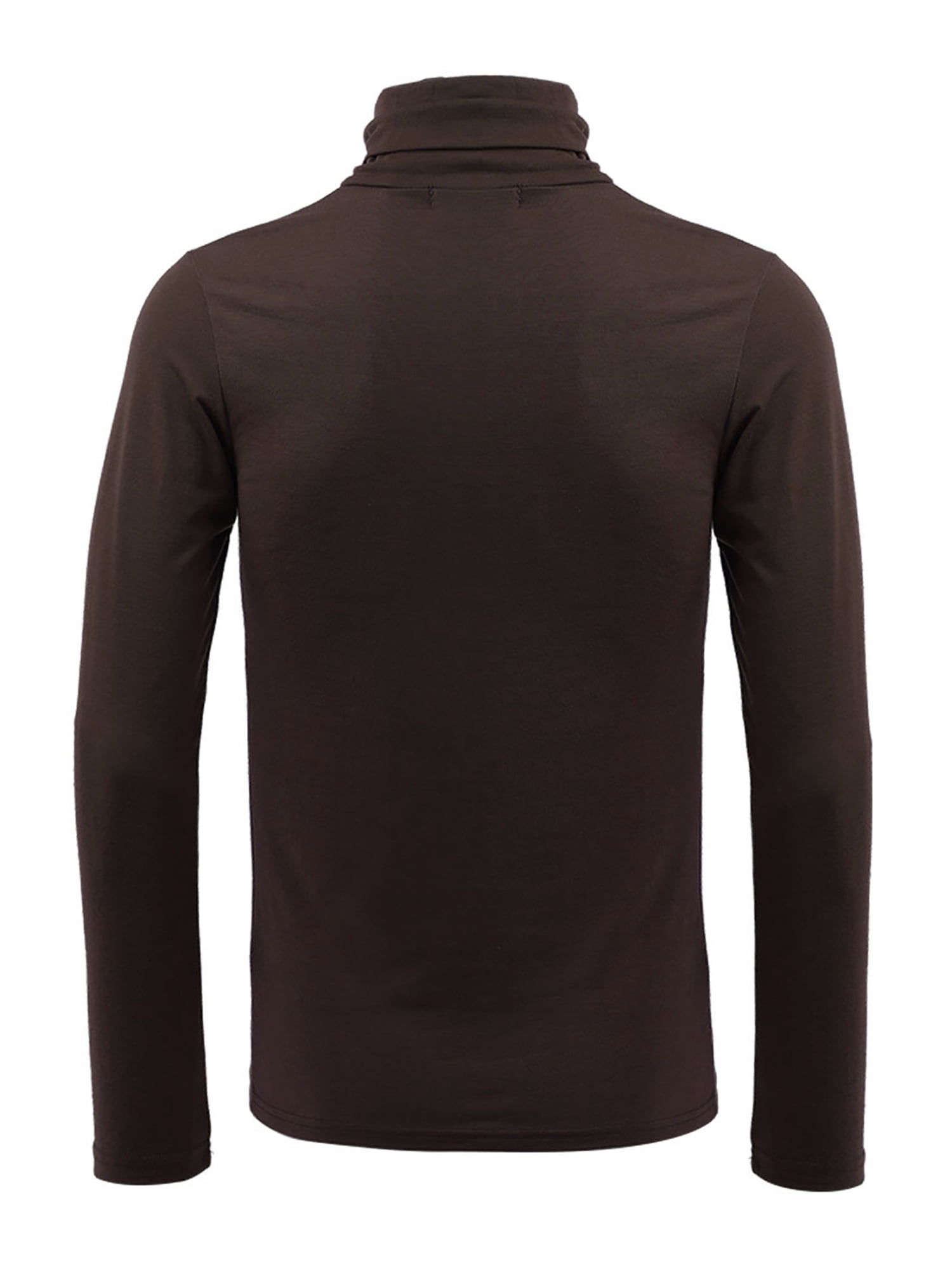 Unique Bargains Men's Pullover Lightweight Long Sleeve Top Turtleneck T-Shirt 42 Brown