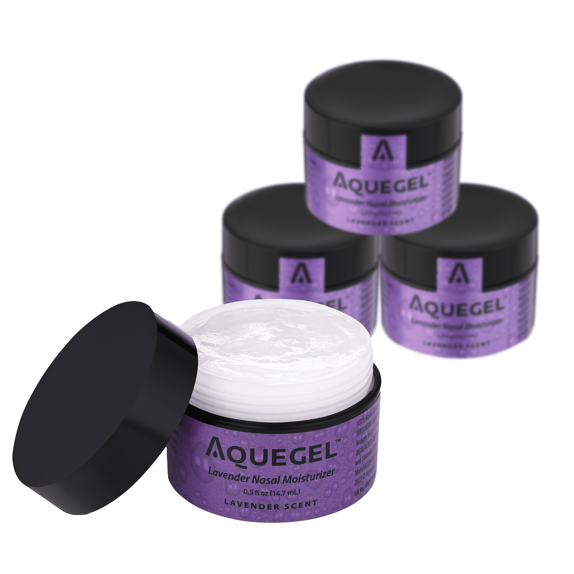 Value Pack (Qty 4) Aquegel Nasal Moisturizer + Lavender (Sleep Easy), 12-Hour Nasal Dryness Relief, Nose Gel, Oxygen Therapy, Dry Nose, Nasal Dryness, Nosebleeds, CPAP, Natural Sleep Remedy