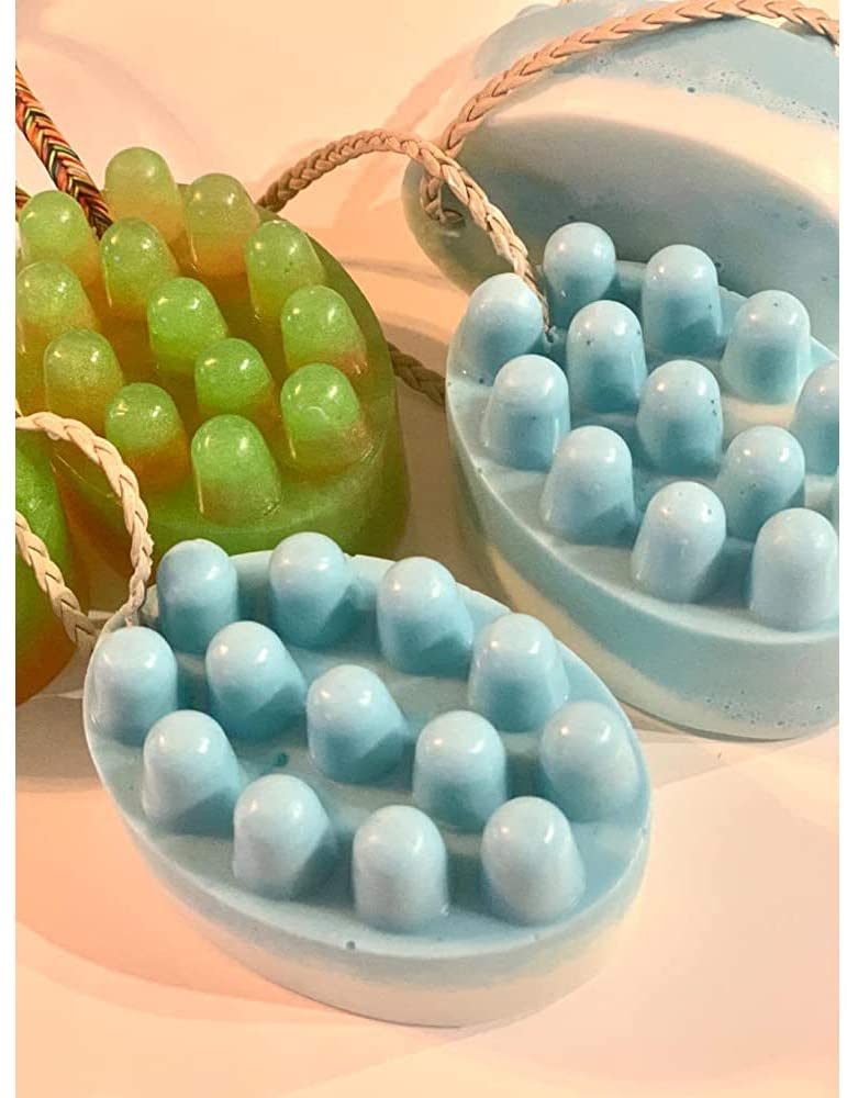 2 Pack Silicone Massage Bar Soap Molds - Non-Stick, BPA Free Molds For DIY Soap & Crafts, Blue & Mint Green