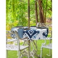 thumbnail image 3 of Boanket Outdoor Tablecloth with Umbrella Hole for Patio/Picnic/Party/Camping, Boho Aztec Blue Waterproof Table Cloth Round Cover Washable, Southwest Geometric Abstract Tribal (Dia 54"), 3 of 7