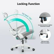 SIHOO M102C Ergonomic Office Chair, Mesh Desk Chair with Adjustable 3D Armrests, Lumbar Support, 2D Headrest, Tilt, White