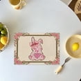 thumbnail image 4 of Yunuuuoa Easter Table Mat Watercolor Floral Checkered Rabbit Design Washable Placemat for Dining Table Kitchen Decor Spring Party Picnics Home Decoration, 4 of 6