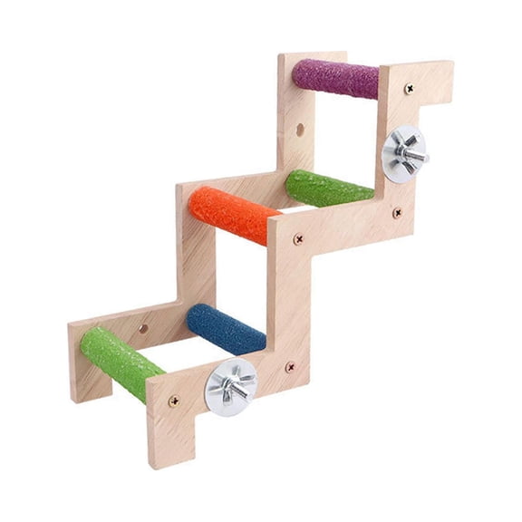 Bird Ladder Perch, Bird Perch Stand, Wood Birds Standing Chewing Toys, Parrot Climbing Ladder, Bird Cage Ladder for Parrots Conures Parakeets Style A