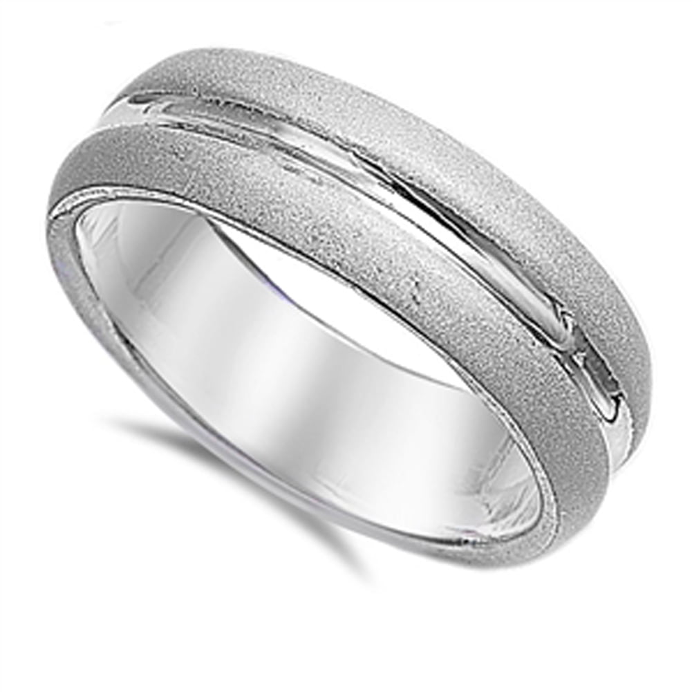 92.5 STERLING SILVER 5 MM MEN WIDE BAND WEDDING RING SIZE 12 