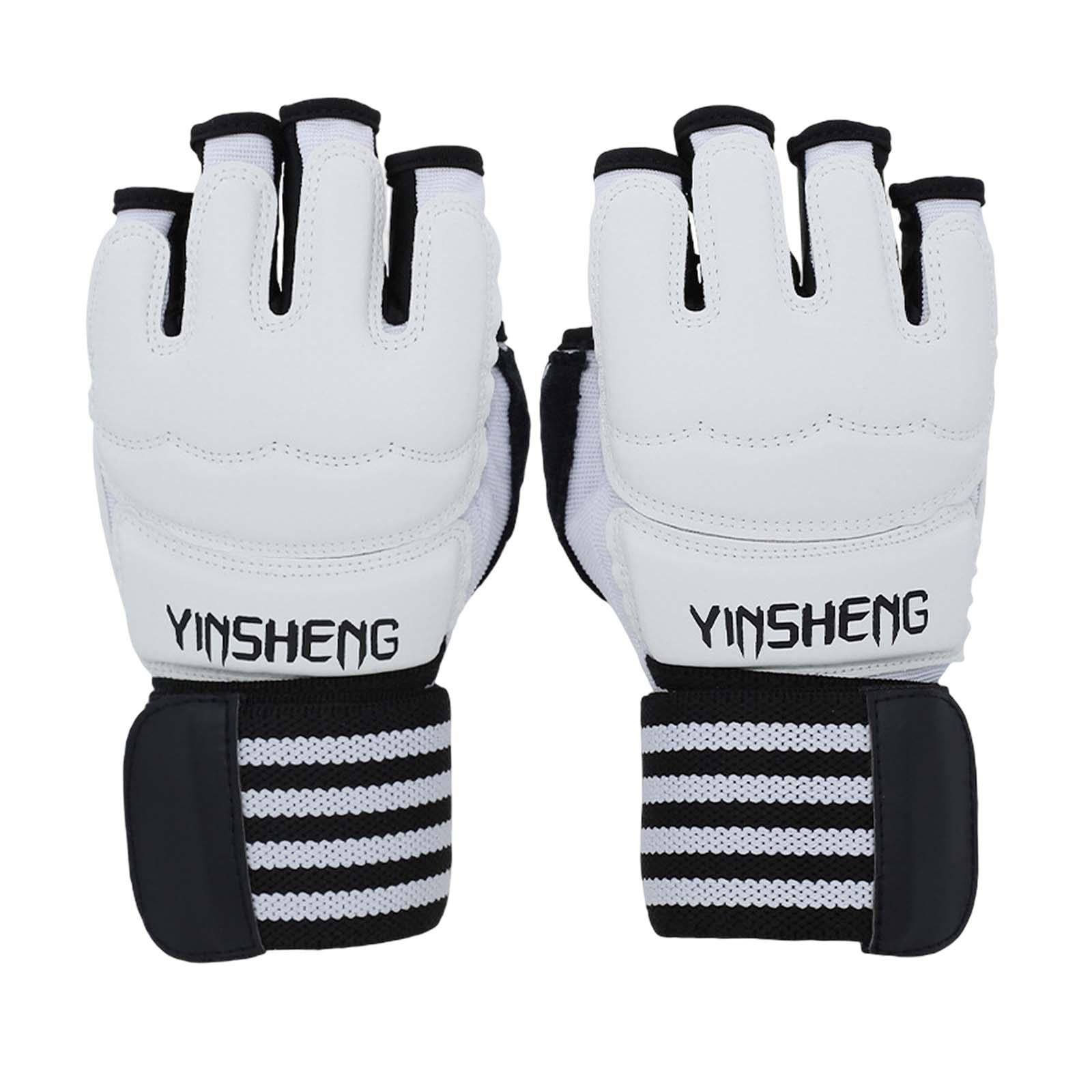 DimyFew 2 Pieces Boxing Training Gloves Half Finger PU Punching Mitts Cylindrical Fixing S