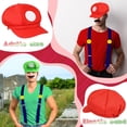 thumbnail image 3 of Satmonnus Super Bros Costume, Super Bros Hat Mustache Gloves Suspenders Buttons Sets for Halloween Cosplay, 3 of 9