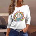 thumbnail image 6 of CLOISE Womens 3/4 Sleeve Tops Easter Plus Size Shirts Crewneck Holiday Pullover Bunny Loose Holiday Blouses White S, 6 of 7
