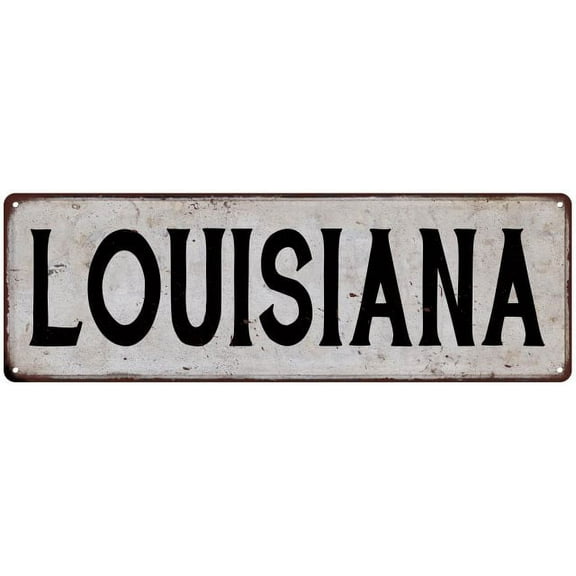 LOUISIANA Vintage Look Rustic Metal City State Sign 6 x 18 High Gloss Metal 206180041213