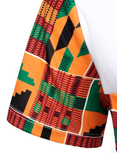 LucMatton Men's African Pattern Printed T-Shirt and Shorts Set Sports Mesh Tracksuit Dashiki Outfits 