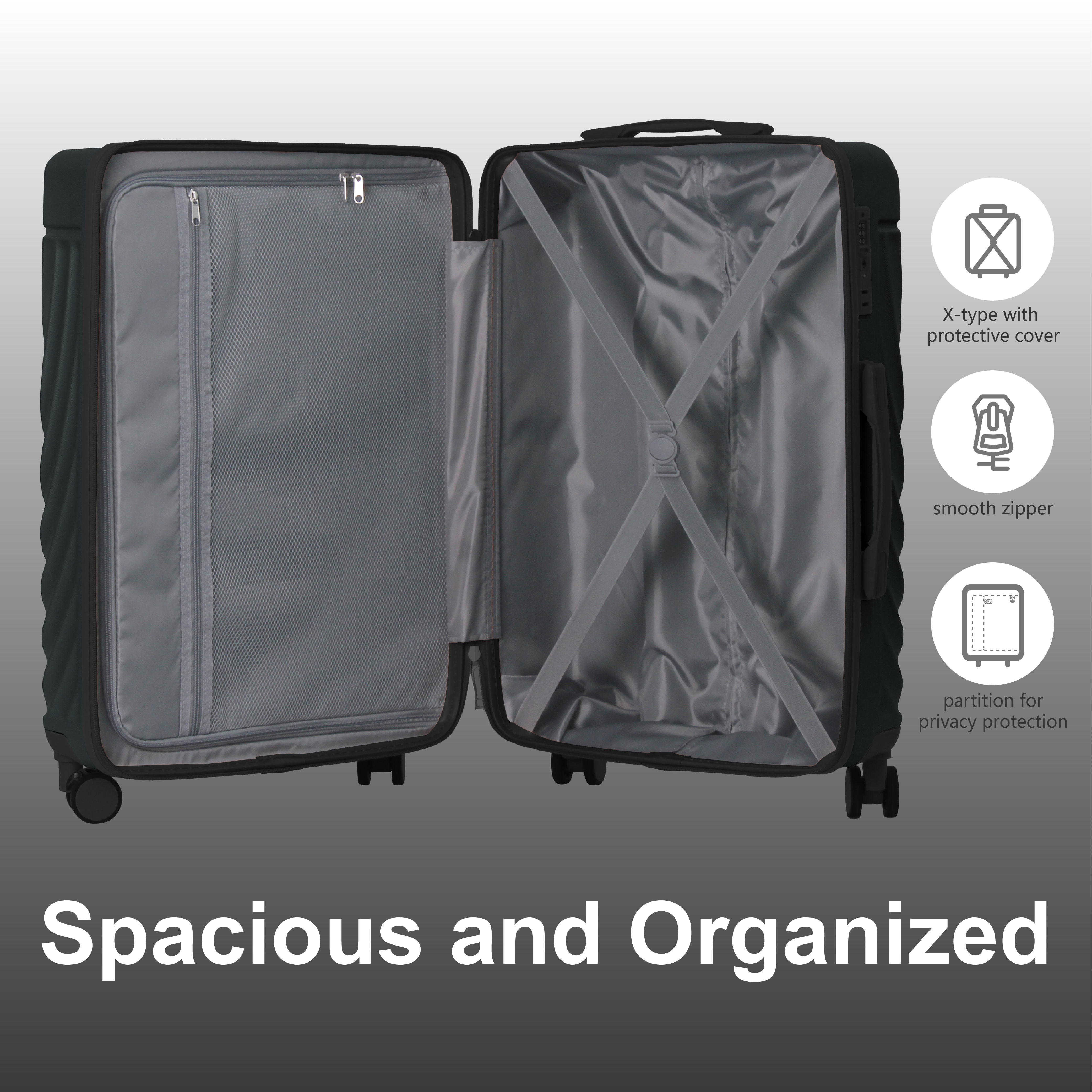 MAYEERTY 3-Piece ABS Luggage Set – Spinner Wheels, TSA Lock, Durable Suitcases, Dark Green
