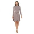 thumbnail image 2 of Taupe Dark Small Size Women's Long Sleeve Midi Cocktail Dress, Round Neck, Sexy, for Formal, Wedding Guest, Party, 2 of 6