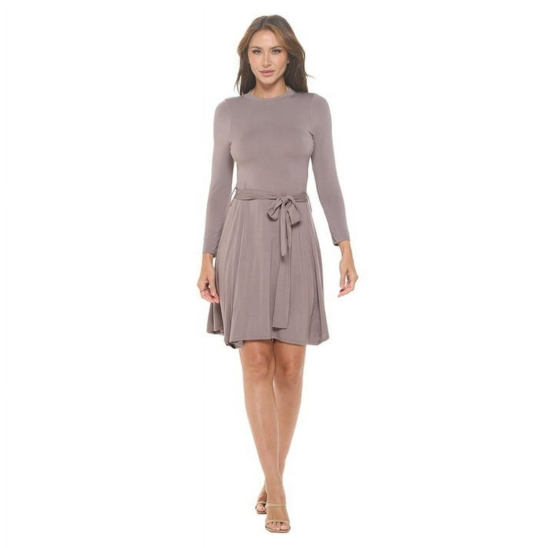 Women's Long Sleeve Midi Cocktail Dress, Round Neck, Sexy, for Formal, Wedding  Guest, Party(Taupe 1X Plus Size) - Walmart.com