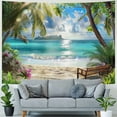 thumbnail image 4 of ONETECH Beach Landscape Tapestry, Tropic Ocean Sea Island Palm Tree Seaside Tapestries for Living Room Summer Window Wall Hanging, 4 of 6