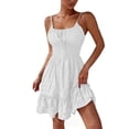 thumbnail image 3 of Busydd Summer Dresses for Women Fashion Ruched Spaghetti Straps Sun Dresses Women Solid Color Sleeveless Square Neck Mini Dress L, 3 of 6
