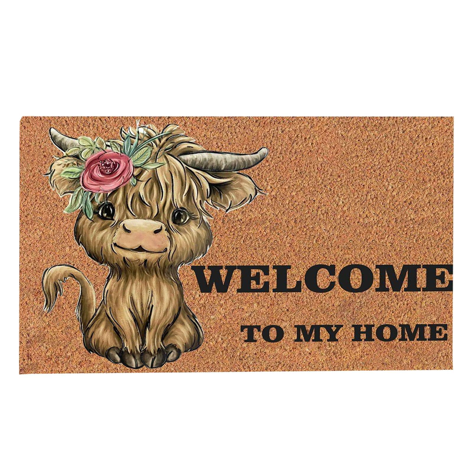 Cute Door Mats 15.75 X 23.62 Inch Cute Animal Highland Cow Front Door
