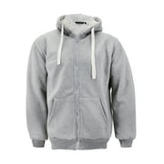 Men's Heavyweight Thermal Zip Up Hoodie Warm Sherpa Lined Sweater Jacket (Light Grey, XL)