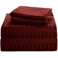 thumbnail image 3 of Fitted Sheet 3 PC Bedding Set - Fits Mattress Upto 22" Deep Pocket & Extra Soft, All Around Elastic 400TC Luxury & 100% Egyptian Cotton Sheets For Mattress - Full Size - Burgundy Stripe., 3 of 6