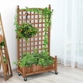 thumbnail image 6 of Spaco 50 Inch Wood Planter Box with Trellis Mobile Raised Bed for Climbing Plant, Planter Raised Beds, Planter Boxes Outdoor, Raised Beds for Gardening, 6 of 12
