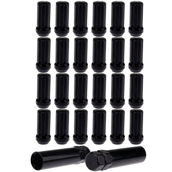 ECCPP Replacement for Wheel Lug Nuts 24 Pieces  2 Keys 14x2.0 Black Spline Bulge Acorn Drive Close End 3/4" Socket Key Lug Nuts for Ford Expedition/for F-150/Heritage for Lincoln Mark LT/ 1997-2014