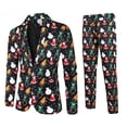 thumbnail image 5 of Traje de negocios informal navideño para hombre, 2 piezas, chaqueta de un botón, pantalones, feo y divertido conjunto con estampado de muñeco de nieve y alce navideño para hombre, 5 of 5
