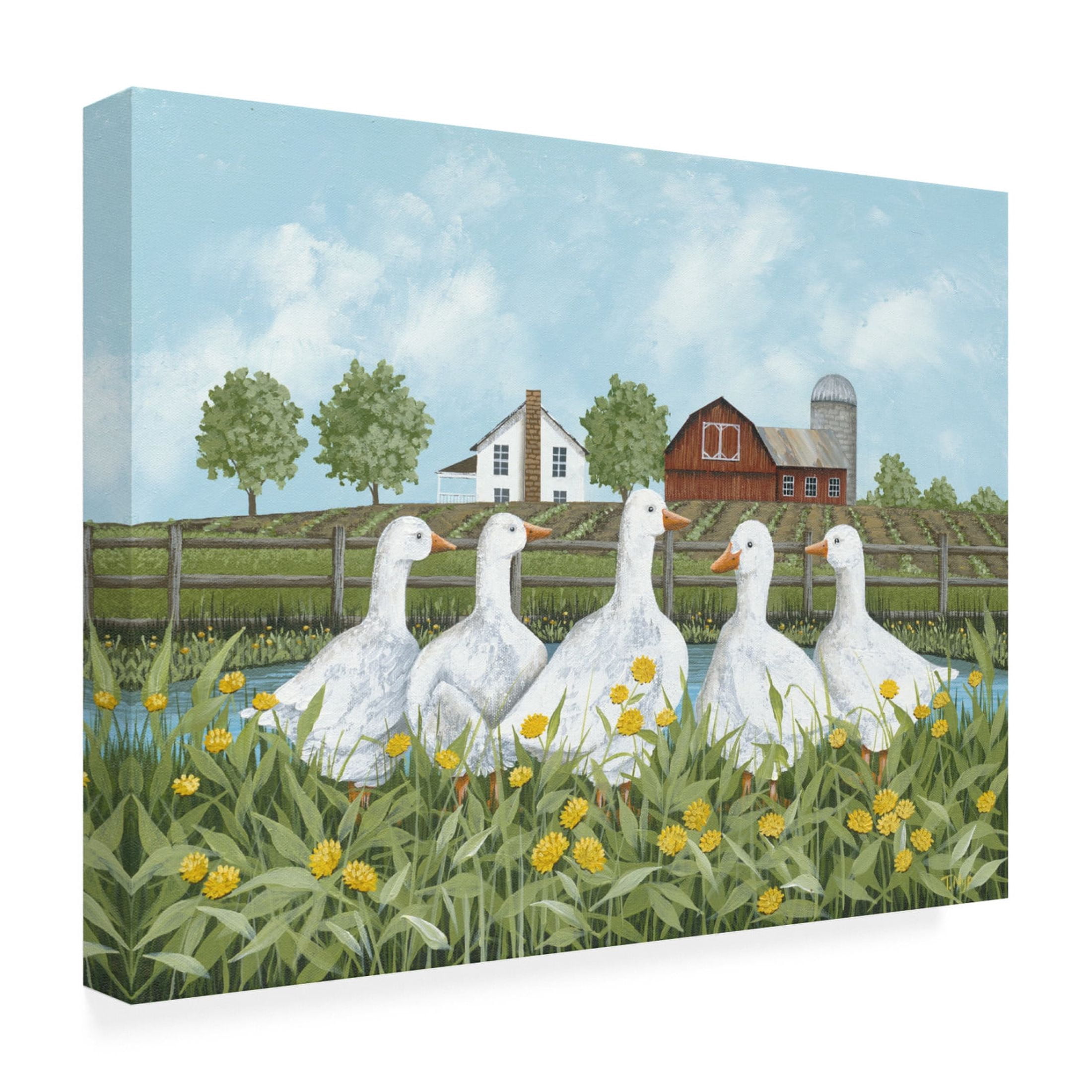 Canvas Wall Art - Tanya Nyp 'White Geese' Wall Art for Living Room, Bedroom, or Office Décor by Trademark Fine Art - 47 x 35 Inches