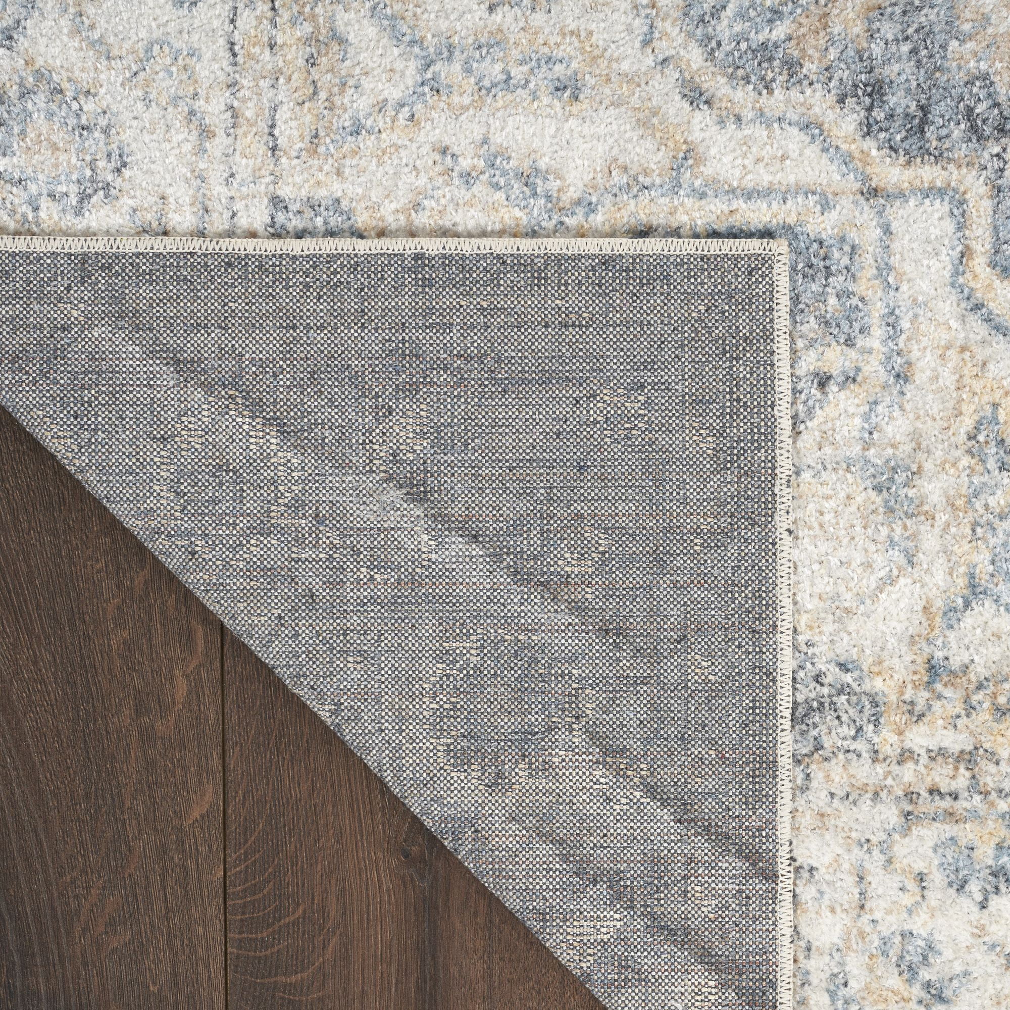 Nourison Astra Machine Washable 2'2" x 12' Grey Blue Vintage Indoor Flatweave Rug