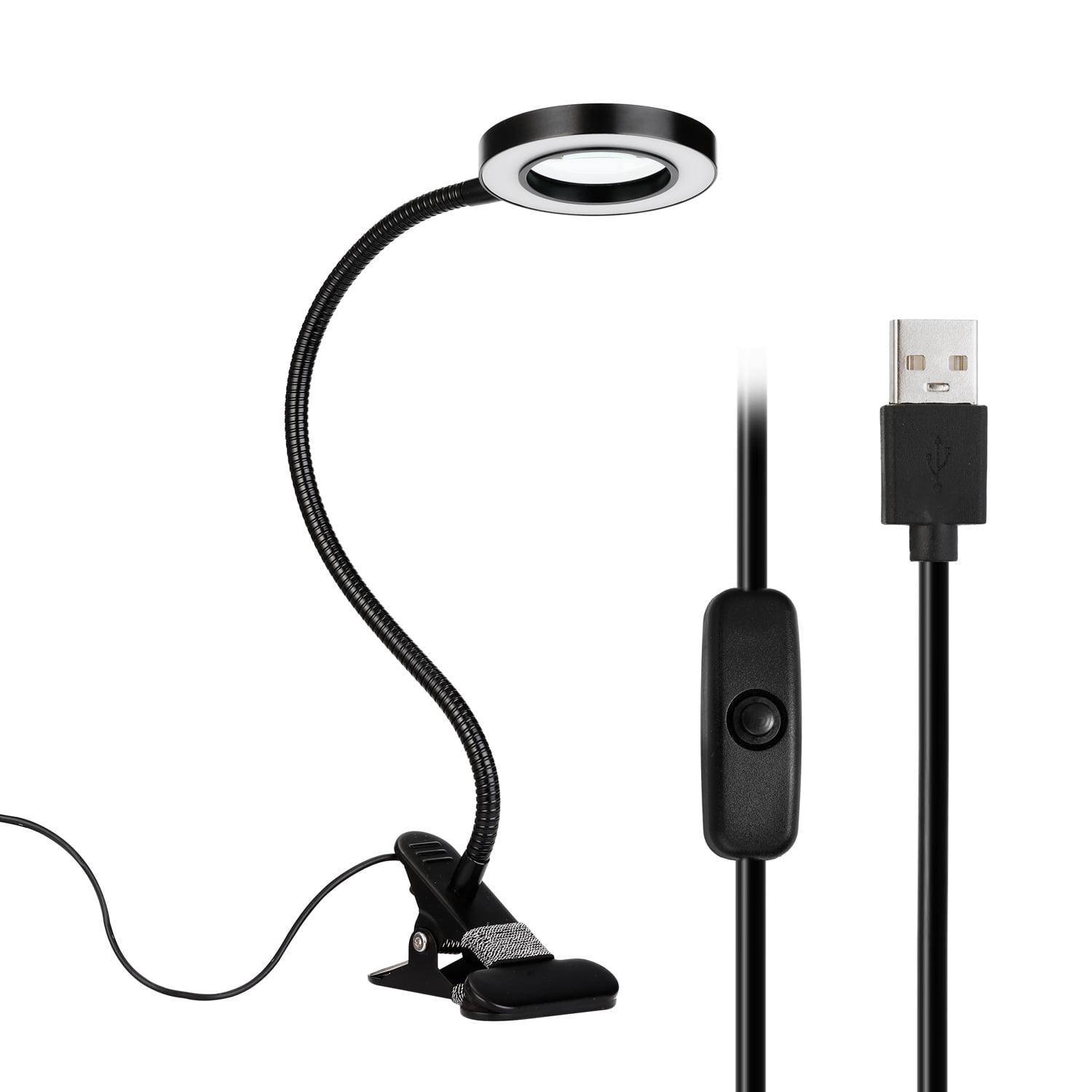 New Lighted Magnifier Clipon Table Top Desk LED Lamp Reading Large