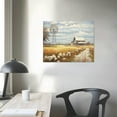 thumbnail image 3 of COMIO Barn Framed Wall Art Decor: Rustic Farmhouse Wooden Picture Country Windmill Meadow Landscape Painting Blue Sky and Wild Flowers Prints Artwork for Bedroom Kitchen, 3 of 4