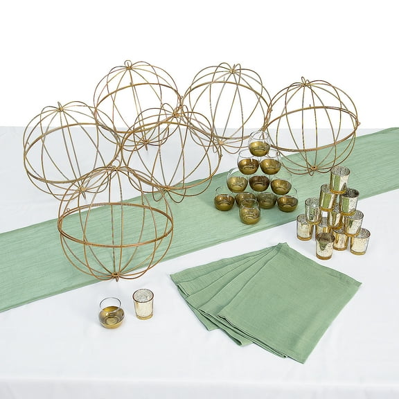 Fun Express Sage Green & Gold Accent Centerpiece Kit for 6 Tables