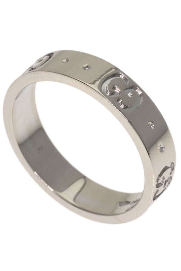 Pre-Owned Gucci Icon #8 Ring, 18K White Gold, Women's (GUCCI)