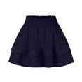 thumbnail image 5 of Ousvtion Pleated Skirt for Women Boho Ruffle Tiered Skorts Casual Elastic High Waist Mini Skirts Trendy 2025 Summer Clothes Clearance Saving,Navy,Medium, 5 of 5