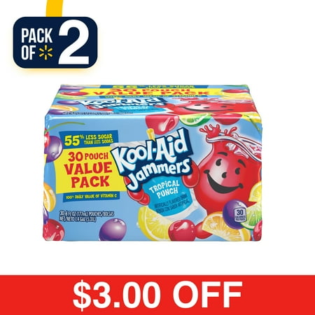 Tropical Alcohol Drinks - (2 pack) Kool-Aid Jammers Tropical Punch Flavored Drink 30-6 fl. oz. Pouches
