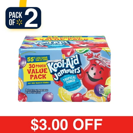 (2 pack) Kool-Aid Jammers Tropical Punch Flavored Drink 30-6 fl. oz. (Best Fl Studio Packs)