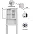 thumbnail image 7 of Over The Toilet Storage Cabinet, Bathroom above The Toilet Rack, Bathroom Adjustable Shelf Organizer with Open Bottom Bar and Anti-Tip Device, White, 7 of 7