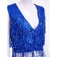 thumbnail image 5 of iiniim Women's Sparkly Tassel Vest Open Front Sleeveless Sparkle Cardigan Vest Glitter Jacket Size S-3XL Royal Blue L, 5 of 7