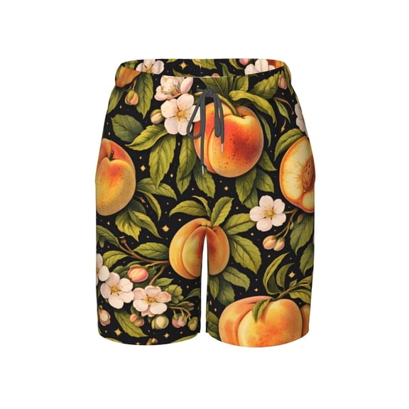 Mothers Day Peach Blossom Beach Pants Teen Shorts with Mesh Lining and Drawstring