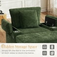 thumbnail image 3 of FFH Accent Chair, Modern Oversized Chair with Ottoman, Chenille Comfy Sofa Bed with Cup Holders, Charging Ports and Storage Space, Green, 3 of 13