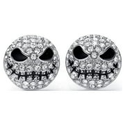 TATAMUMU Crystal Skull Earrings Silver Tiny Nightmare Before Christmas Stud Earrings Cartoon Gothic Jewelry for Women Girls Metal