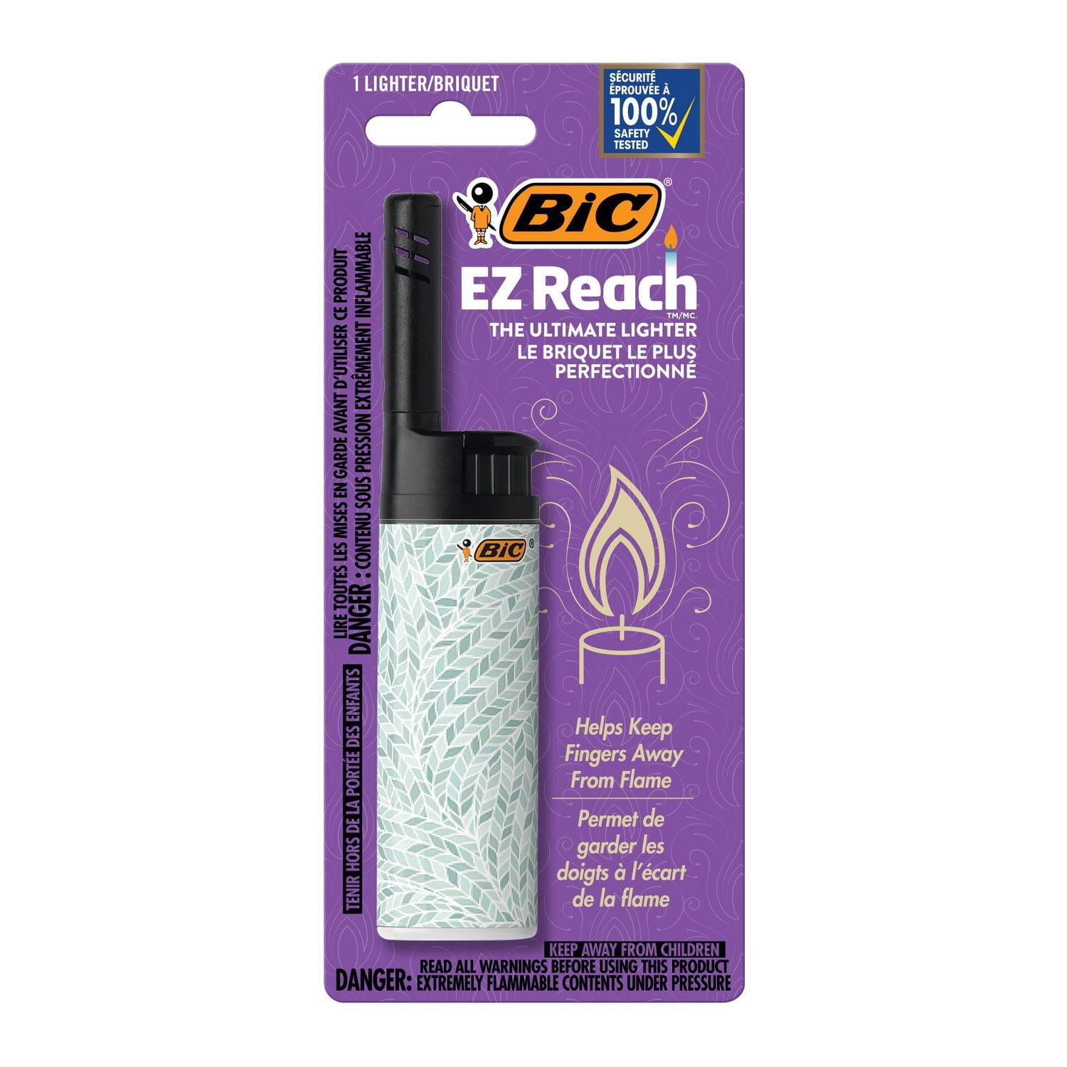 Briquets BIC EZ Reach, Le briquet longue tige parfait (1,45 po), couleurs assorties, paquet de 1